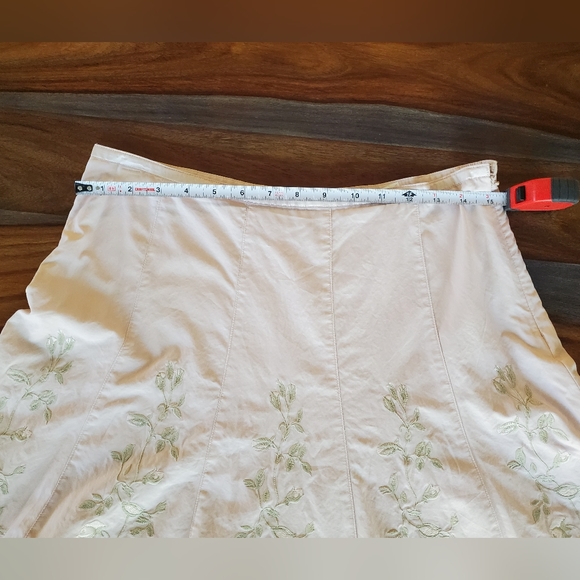 Express, Ladies Embroided Skirt Size 8, Pale Pink, Pale Soft Green, Lined - Picture 2 of 7